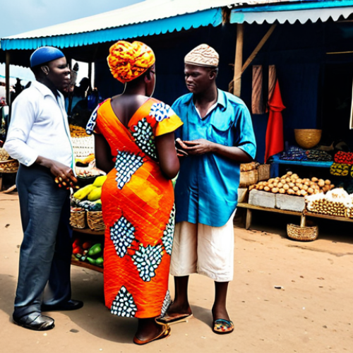 Home 8 Bustling Ivory Coast Market**
"A vibrant and colorful marketplace in Ivory Coast, filled with vendors selling local crafts, textiles, and produce, fully clothed people, appropriate attire, safe for work, perfect anatomy, correct proportions, natural pose, professional photography, high quality, family-friendly, modest."
**