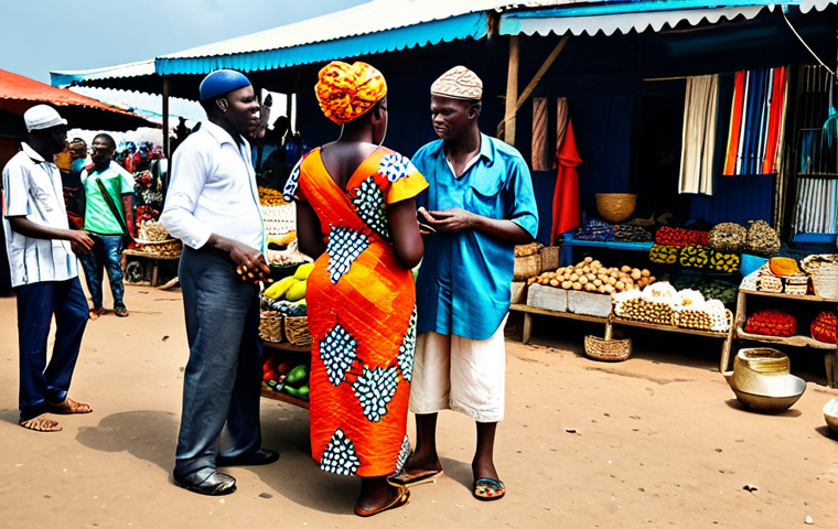 Bustling Ivory Coast Market**

"A vibrant and colorful marketplace in Ivory Coast, filled with vendors selling local crafts, textiles, and produce, fully clothed people, appropriate attire, safe for work, perfect anatomy, correct proportions, natural pose, professional photography, high quality, family-friendly, modest."

**