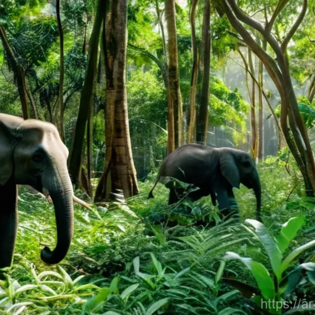 코트디부아르 국립공원 방문 시 주의점 - **"Serene Wildlife Observation in Ivorian National Park"**
    A wide, breathtaking shot of a divers...
