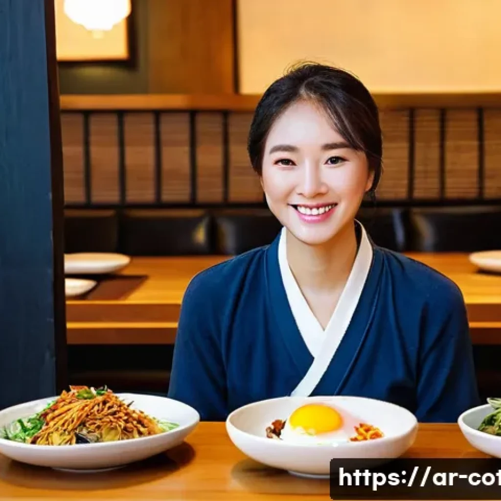코트디부아르에서 한국 음식 찾기 - **Prompt 1: "The Delight of Discovery at Arirang"**
A vibrant, medium shot of a woman with warm ...